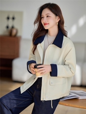 加绒棉服女2025冬季新款小个子短款外套棉袄夹克拼接，女装棉衣/棉服，依万里