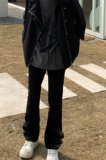 纯黑色高弹修身直筒大码微喇毛边牛仔裤男K860-K866-P50，男装牛仔裤，星座205