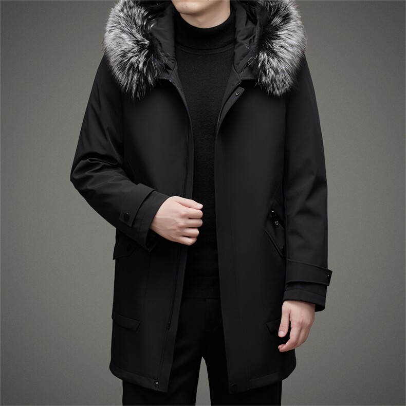 DJ8288钱塘2020-3冬季厚款毛领连帽休闲中年男士派克服外套P745图片