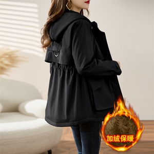 红收腰显瘦加绒派克服外套女2025秋冬新款保暖防风工装棉服图片