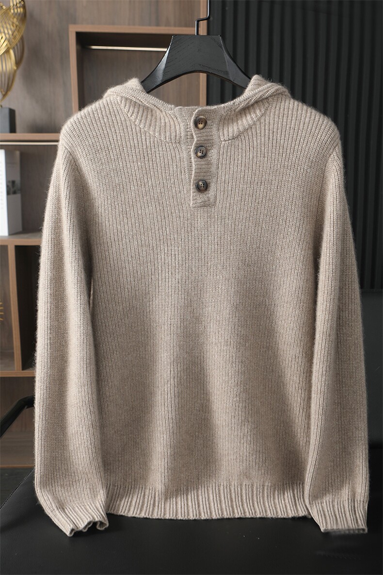 时尚男士羊毛连帽衫舒适保暖多色可选简约百搭高品质针织工艺，男装羊绒套衫，台绒羊绒