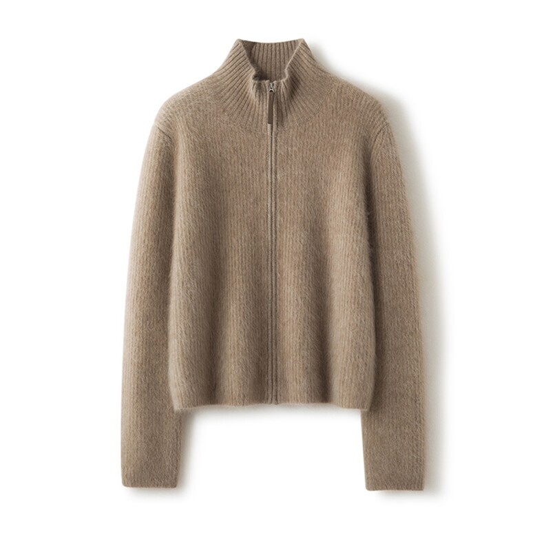 2026年秋季时尚百搭通勤简约休闲高领开衫，女装羊绒衫，致织羊绒