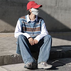 圆领毛衣男港味2023秋季复古日系针织衫马甲M2008P33，男装针织衫/毛衣，星座1116-2