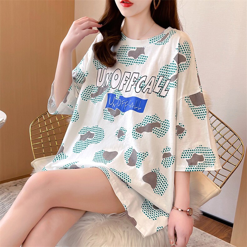 S3909夏季新款宽松大码中长款卡通短袖T恤女学生P40，女装T恤，星座309B-2