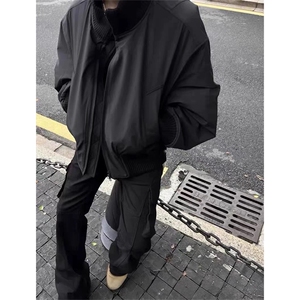 抖音得物 美式潮休闲夹克春季立领纯色复古工装加厚棉服外套MF01图片