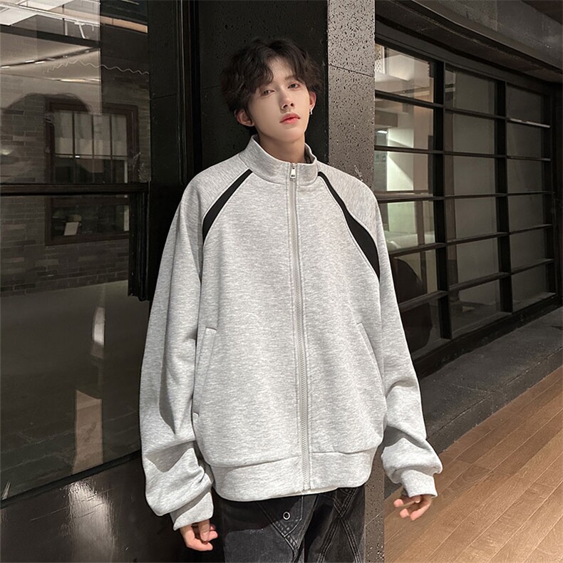 秋季运动撞色开衫外套潮牌立领卫衣式夹克865P58，男装夹克，电商A458A