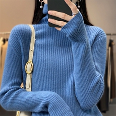 2025百搭时尚简约高领抽条羊绒衫，女装羊绒衫，贝美羊绒