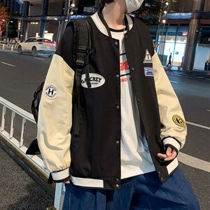 新款外套男潮牌宽松夹克上衣ins港风潮流学生帅气棒球服J437-P48图片