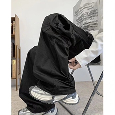 复古阔腿大口袋工装裤男士嘻哈春秋季新款抽绳束脚宽松休闲哈伦裤，男装休闲裤，星座1013