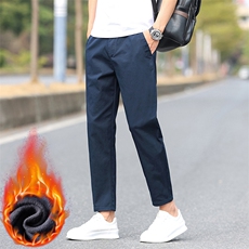 新款男士加绒加厚男装宽松百搭休闲弹力九分裤D9015-P45加绒P55，男装卫衣，星座509