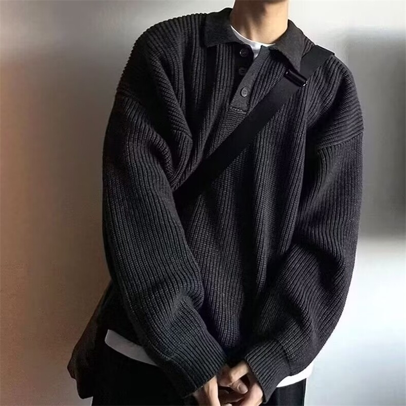加厚纯色半开襟毛衣男女套头休闲打底翻领针织毛衫513A MY2745P42图片