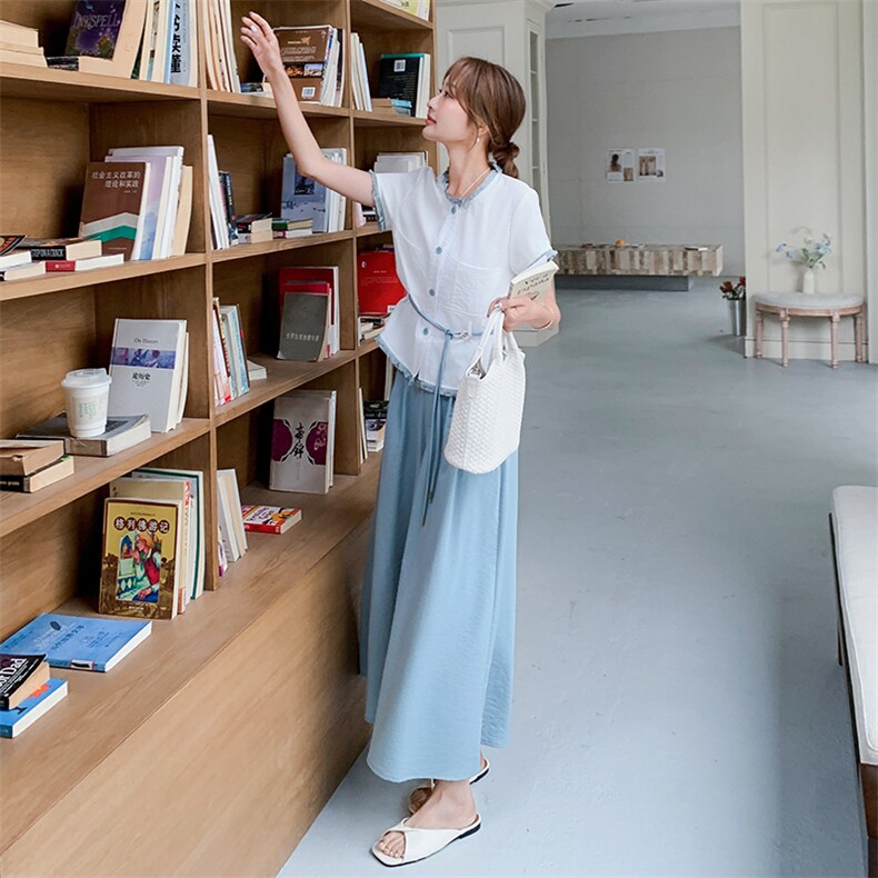 小香风气质套装女2025夏季新款高级感短袖上衣阔腿裤小个子两件套,女装套装/套裙,2C029