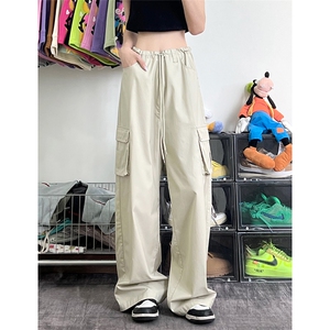 美式复古中腰多口袋工装裤女3宽松直筒休闲裤XZ211-1-K2340-P60图片