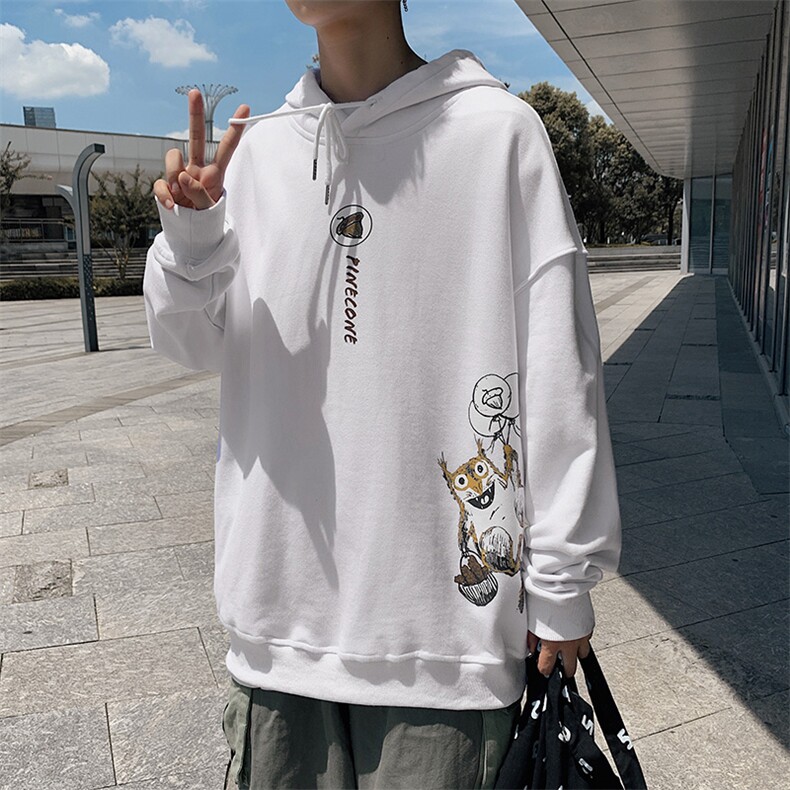 ！21春季新款男士潮流印花连帽卫衣学生大码宽松外套WY308P38,男装卫衣,电商B220