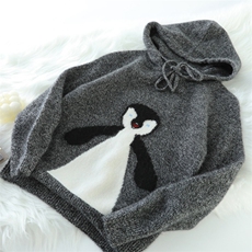 可爱小企鹅图案羊绒儿童连帽毛衣柔软舒适保暖时尚，童装毛衣，宛庄羊绒