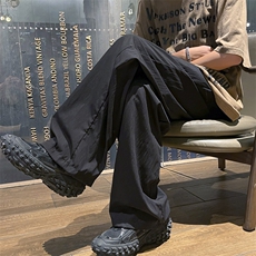 高品质夏款男冰丝速干裤褶皱宽松直筒长裤h0153P35，男装休闲裤，星座1013-1