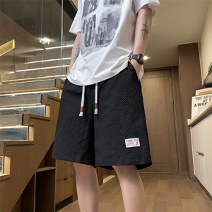 夏季透气泡泡格短裤贴标开叉五分短裤CK42*P28控58图片