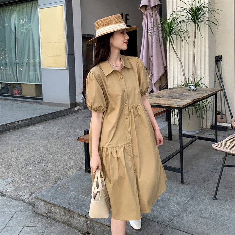 《现货新品》翻领宽松舒服衬衫连衣裙，女装连衣裙，MQ