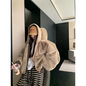 两面穿现货重磅短款座山雕棉衣男女双面穿毛毛绒棉服加厚外套,千面狐汉服怎么搭配服饰图片