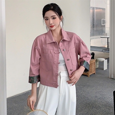 现货牛仔新中式风减龄网红B款宫廷/古典2024年春季，女装牛仔外套，美拉德工厂直营店