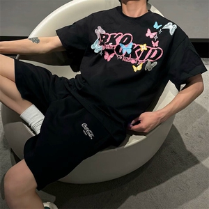 万针全刺绣工艺抖音得物高品质260克重磅纯棉双纱美式高街短袖T恤图片