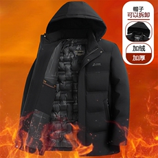 冬季棉衣休闲加厚保暖棉服中长款爸爸装可脱卸帽商务棉袄大码男，男装棉衣，钱塘6003（原4033）