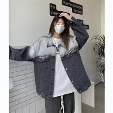 牛仔外套男女韩版潮流高街拼色2026春秋新款ins宽松夹克W4722-P57，男装工装外套，星座412
