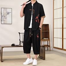 （版权注册仿款必究）新款风男装夏季开衫套装男汉服两件套，男装休闲套装，星座1206（原A206）