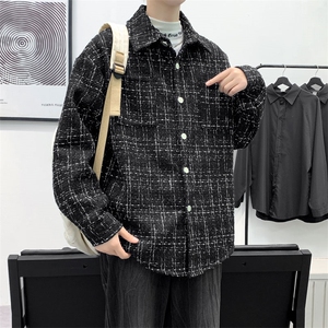 WX025-春秋款P55 加绒款P75小香风夹克外套男千鸟格时尚潮流图片