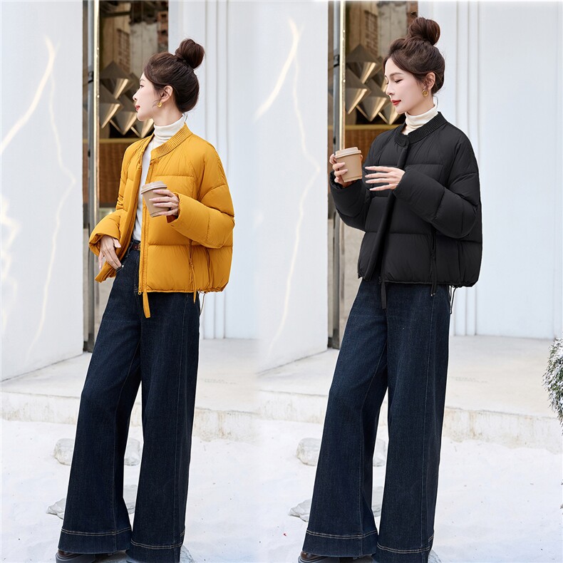 DLM新款冬季新款针织领宽松加厚90白鸭绒羽绒服女A版小个子外套，女装羽绒服，朵莱米