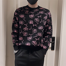 LV281/P78控108冬季美式满身提花针织衫圆领毛衣男黑首1，男装针织衫/毛衣，星座305B