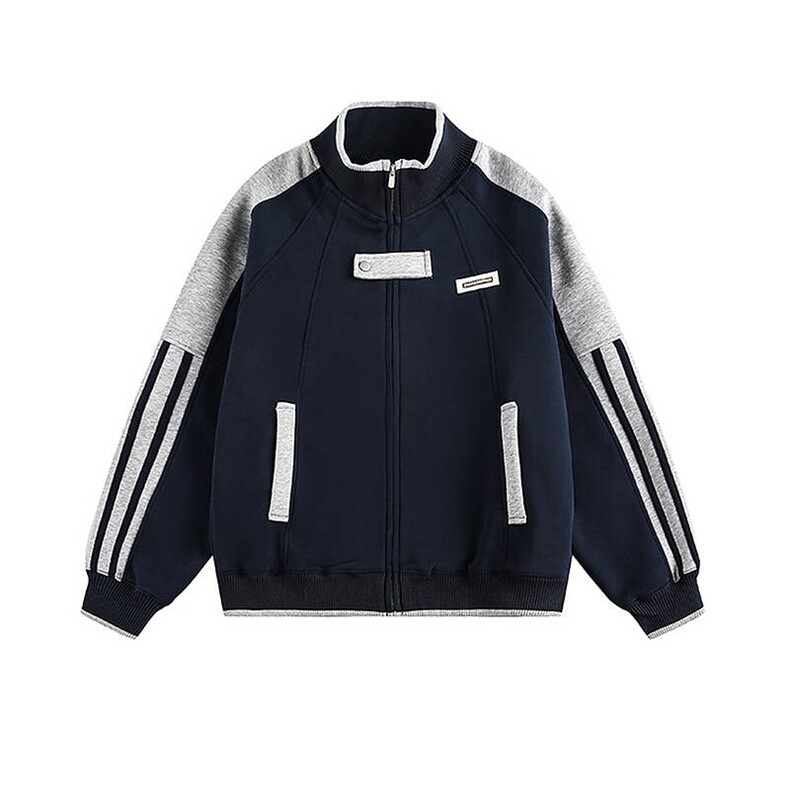 网图-条纹撞色学院风卫衣外套男cp250-特p70，女装短外套，电商B371