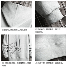 WY2133-P40纯棉连帽卫衣男大码运动帽衫宽松薄外套网格挂拍，男装卫衣，电商A040A