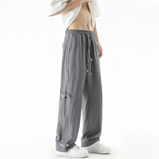 日系冰丝拉链工装裤男抽绳潮流裤男拖地直筒长裤SK77042P55控79，男装工装外套，星座226-1