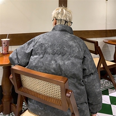 港风PU皮复古做旧设计钢印棉衣男MY77096P130控198抖控228，男装棉衣，星座227-7