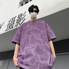 扎染短袖X5547-TP3048夏季可二开脏脏T休闲百搭五分袖T恤男，男装T恤，电商A102