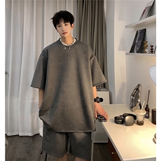 1港风模麂皮绒大码M-5XL短TDT8766P23DK8767P32套装TZ8757P55，男装休闲套装，星座226-2