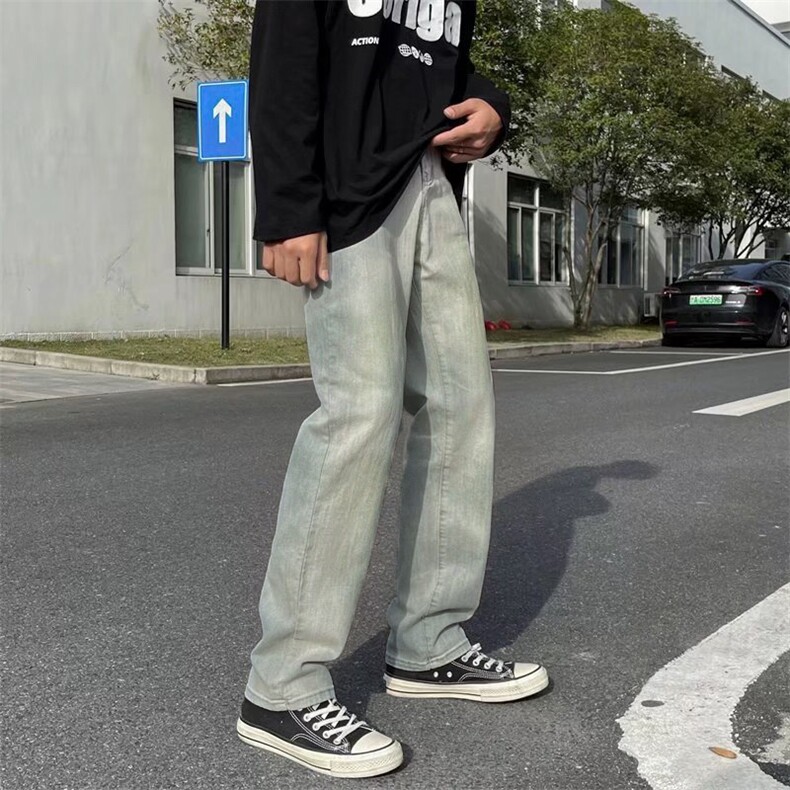高街新款牛仔裤水洗做旧休闲裤子男直筒长裤高街ins潮N0959-P40,男装休闲裤,星座308B-1