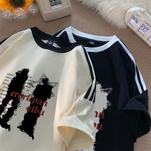 量大优供抖音视频 支持得物品质配合二开 美式三条杠短袖t恤ZD157图片
