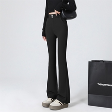 显腿长～春款弹力高腰小黑裤塑性显瘦马蹄裤微喇裤大码新款，女装休闲裤，云美莎专业女裤-全店现货