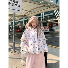 1506-1/M78211/P89女生冬季小狗满印甜美短款连帽棉服，男装棉衣，星座1506-1