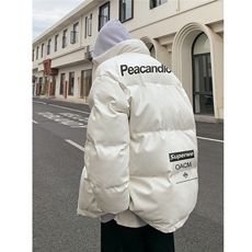 特批时尚休闲后背字母印花立领PU皮棉服A247-MY84519特批95控158，男装棉衣，电商A247