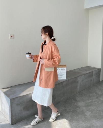 香丽迪风衣女中长款2021春装韩版宽松休闲小个子气质简约外套,女装风衣,香丽迪1