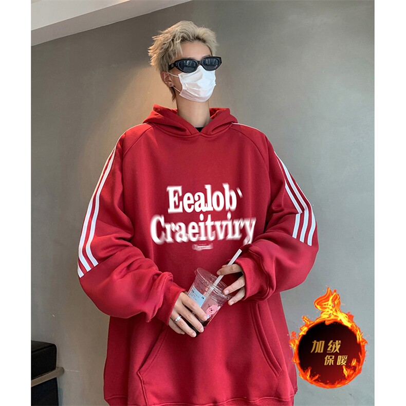 抖音得物供货提供视频秋冬重磅美式宽松织带连帽卫衣04184,男装卫衣,电商A486