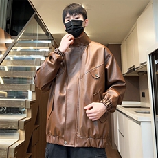 男士立领情侣外套春季皮夹克潮青年休闲大码男装A266-PY008-P75，男装夹克，电商A266