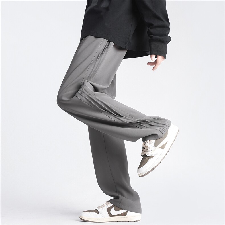 抖音得物春装拖地冰丝裤子男士宽松垂感休闲小西裤K10041-特P38，男装西裤，电商A099