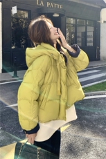 柠檬黄超好看小个子短款羽绒服女2025冬新款时尚宽松加厚连帽外套，女装羽绒服，2C218