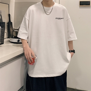 YY01常年款男士休闲字母印花T恤衫外套圆领半袖五分袖TEE男女中性图片