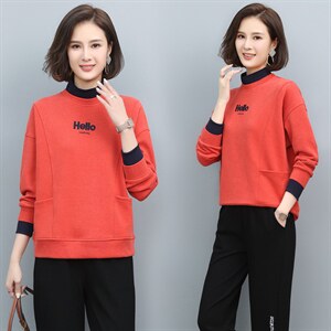 长期现货，女士卫衣秋款刺绣新款宽松时尚秋冬减龄长袖上衣潮,女装卫衣/绒衫,涵誉