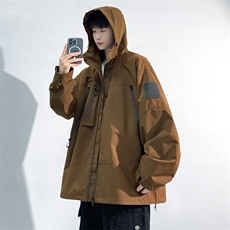 中性风工装冲锋衣男高品纯色宽松夹克外套DSA157B-J91-P60，男装夹克，电商A157B